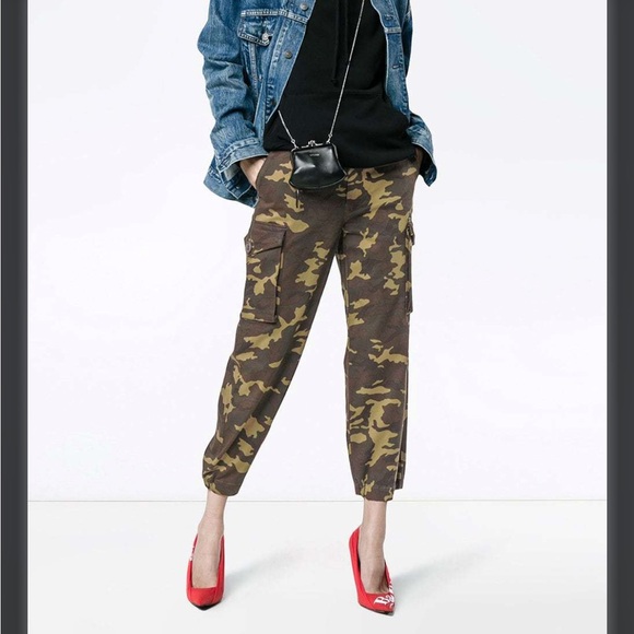Proenza Schouler Brown Pswl Camouflage Cropped Pants Cargo Size 0 - Picture 1 of 7